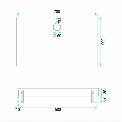 Wandwaschbecken Apollo Grand Cloud Sky 70 mit Ablage 70 × 50 cm – Steinoptik