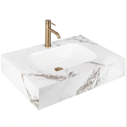 Wandwaschbecken Aresa Cold Jade 70 × 50 cm – Weiß Steinoptik