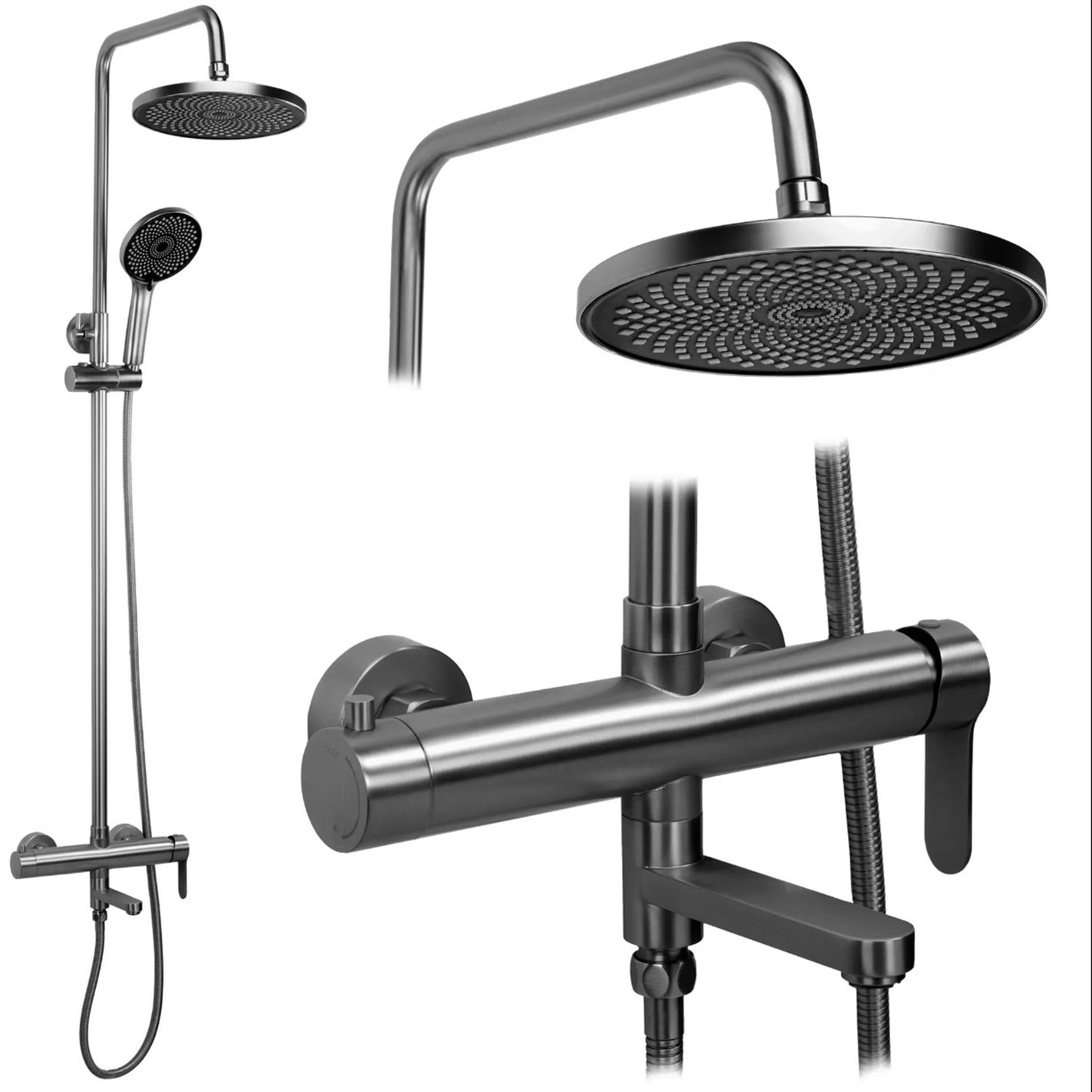 Duschsystem Arcos mit Wannenauslauf – Titan Matt
