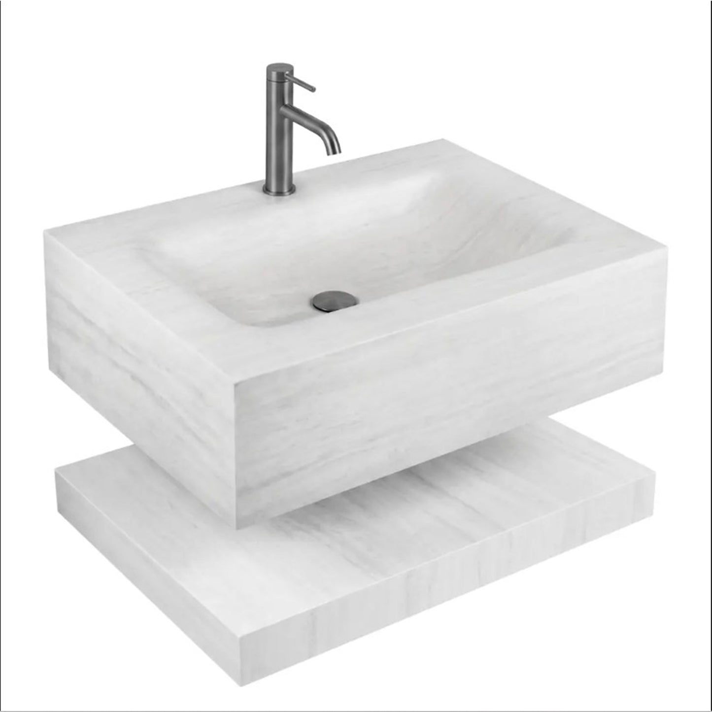 Wandwaschbecken Apollo Muralto Roma 70 mit Ablage 70 × 50 cm – Steinoptik