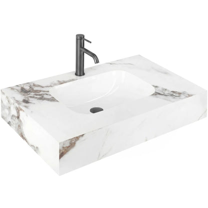 Wandwaschbecken Aresa  Cold Jade 80 × 50 cm – Weiß Steinoptik