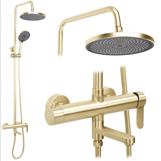 Duschsystem Arcos mit Wannenauslauf – Gold Matt