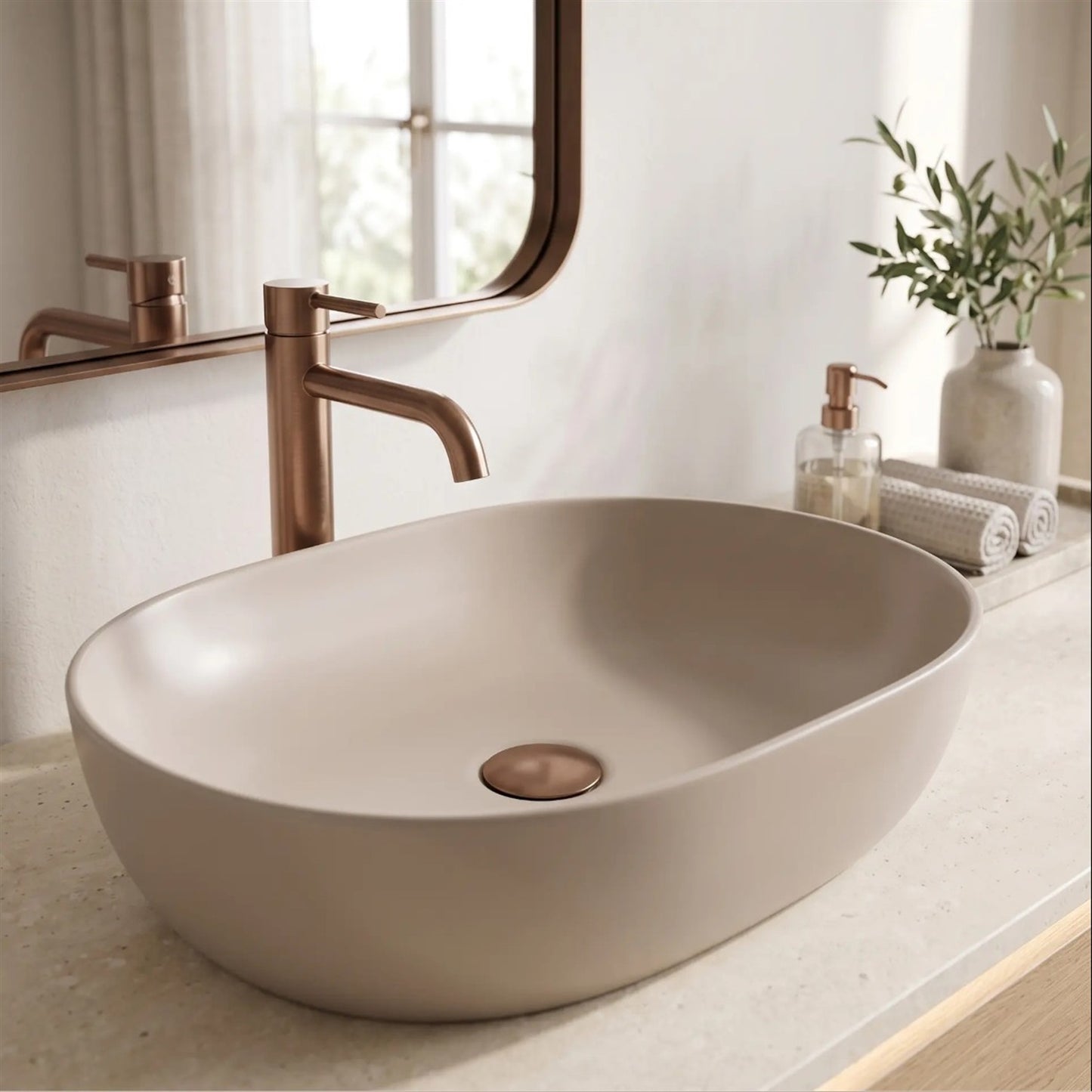 Aufsatzwaschbecken Lisa – Mocca Matt 49 × 35 cm