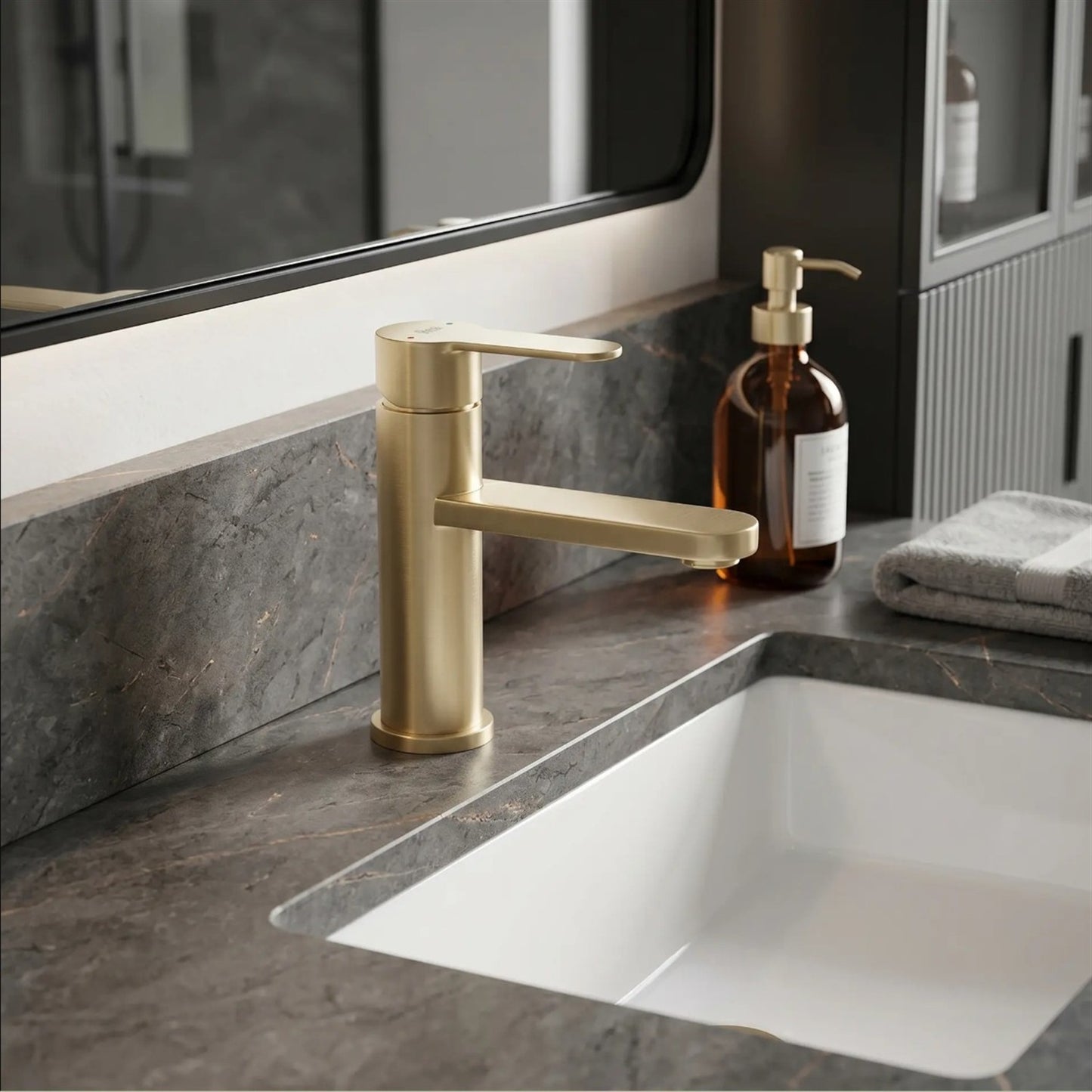 Waschtischarmatur Arcos – Gold Matt Low