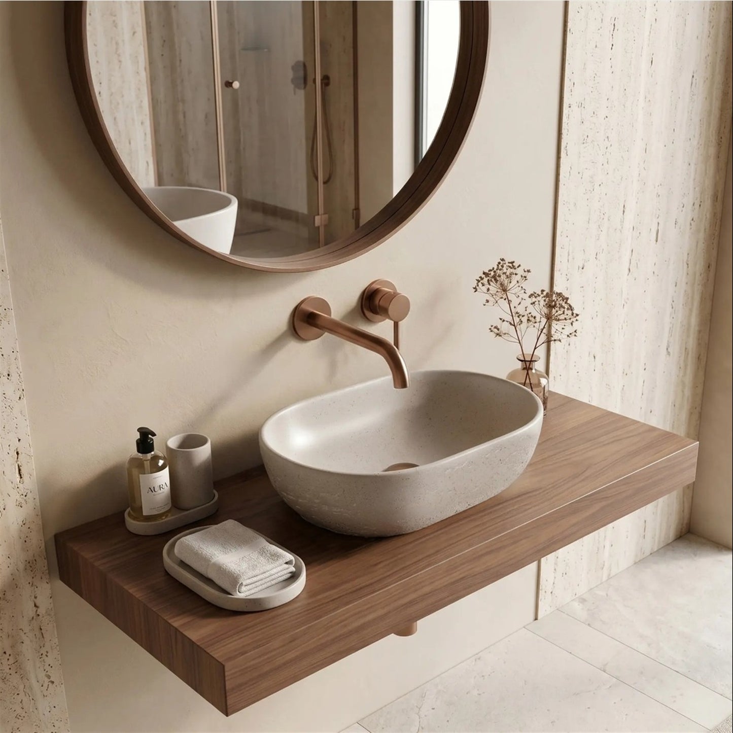 Aufsatzwaschbecken Mira Greige 38x25,5 cm