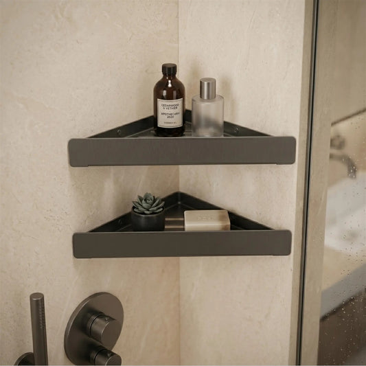Badezimmerregal SF07 – Eckablage Edelstahl Titan