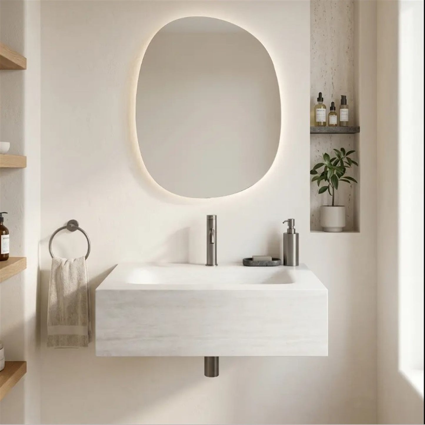 Wandwaschbecken Apollo Muralto Roma 70 × 50 cm – Steinoptik