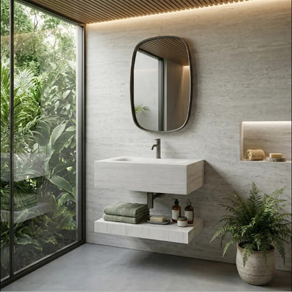 Wandwaschbecken Apollo Muralto Roma 70 mit Ablage 70 × 50 cm – Steinoptik