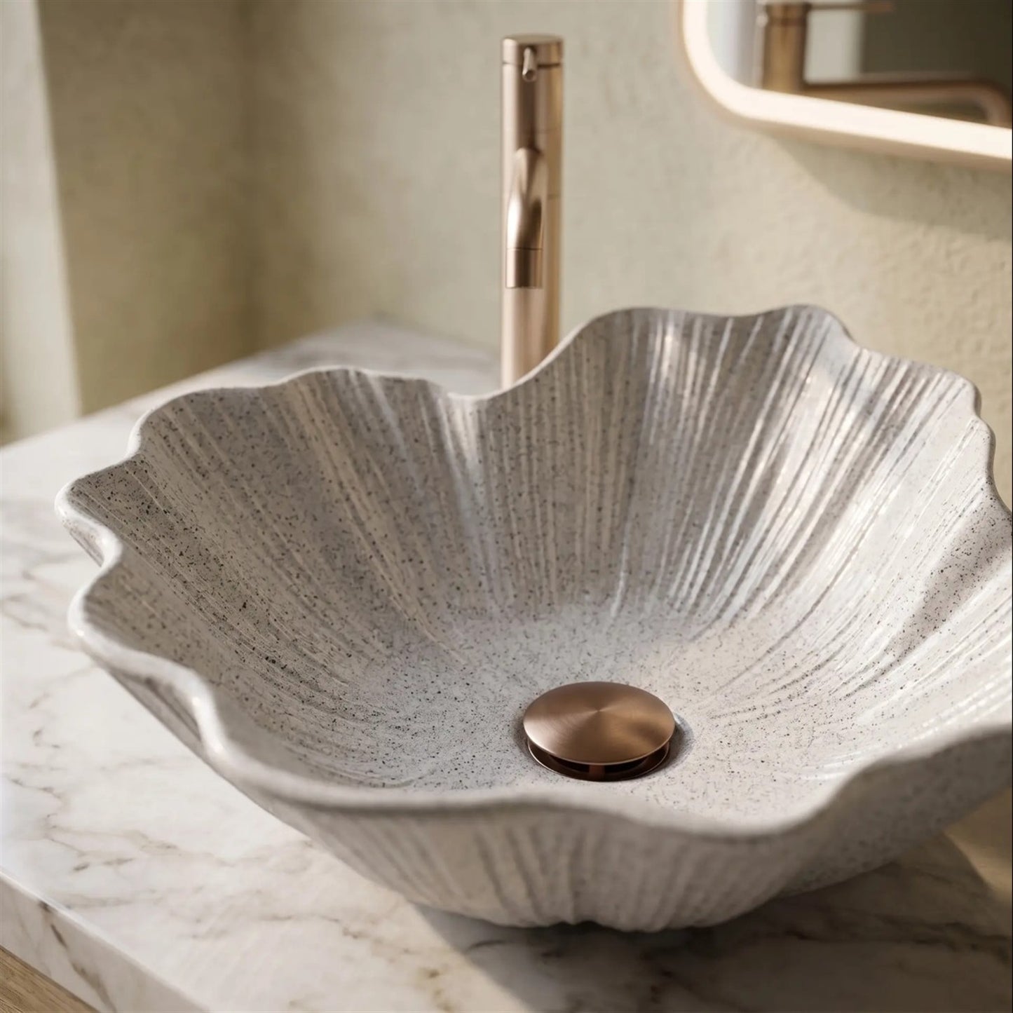 Aufsatzwaschbecken Flower – Grau 47,5 × 40 cm
