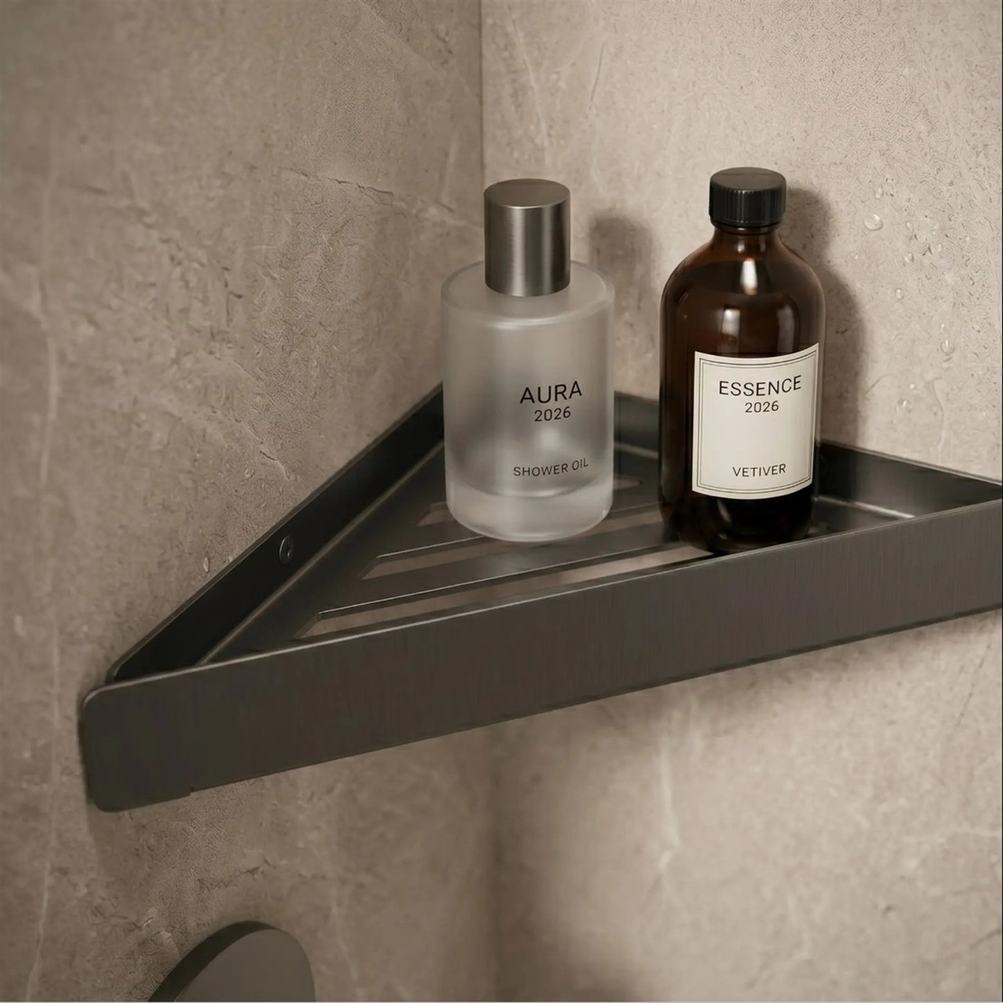 Badezimmerregal SF07 – Eckablage Edelstahl Titan