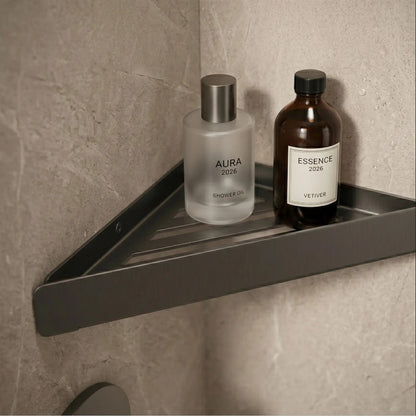 Badezimmerregal SF07 – Eckablage Edelstahl Titan