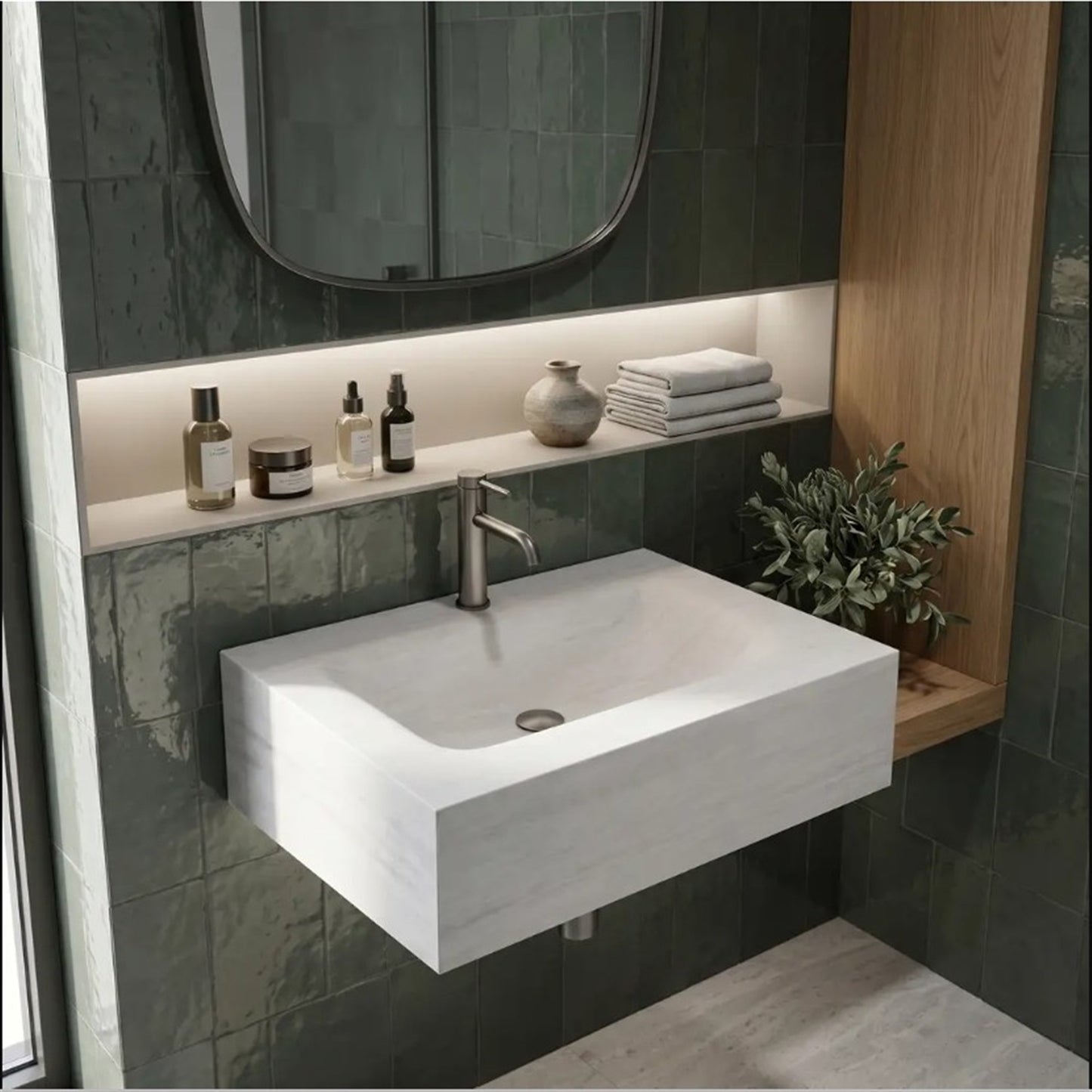 Wandwaschbecken Apollo Muralto Roma 70 × 50 cm – Steinoptik