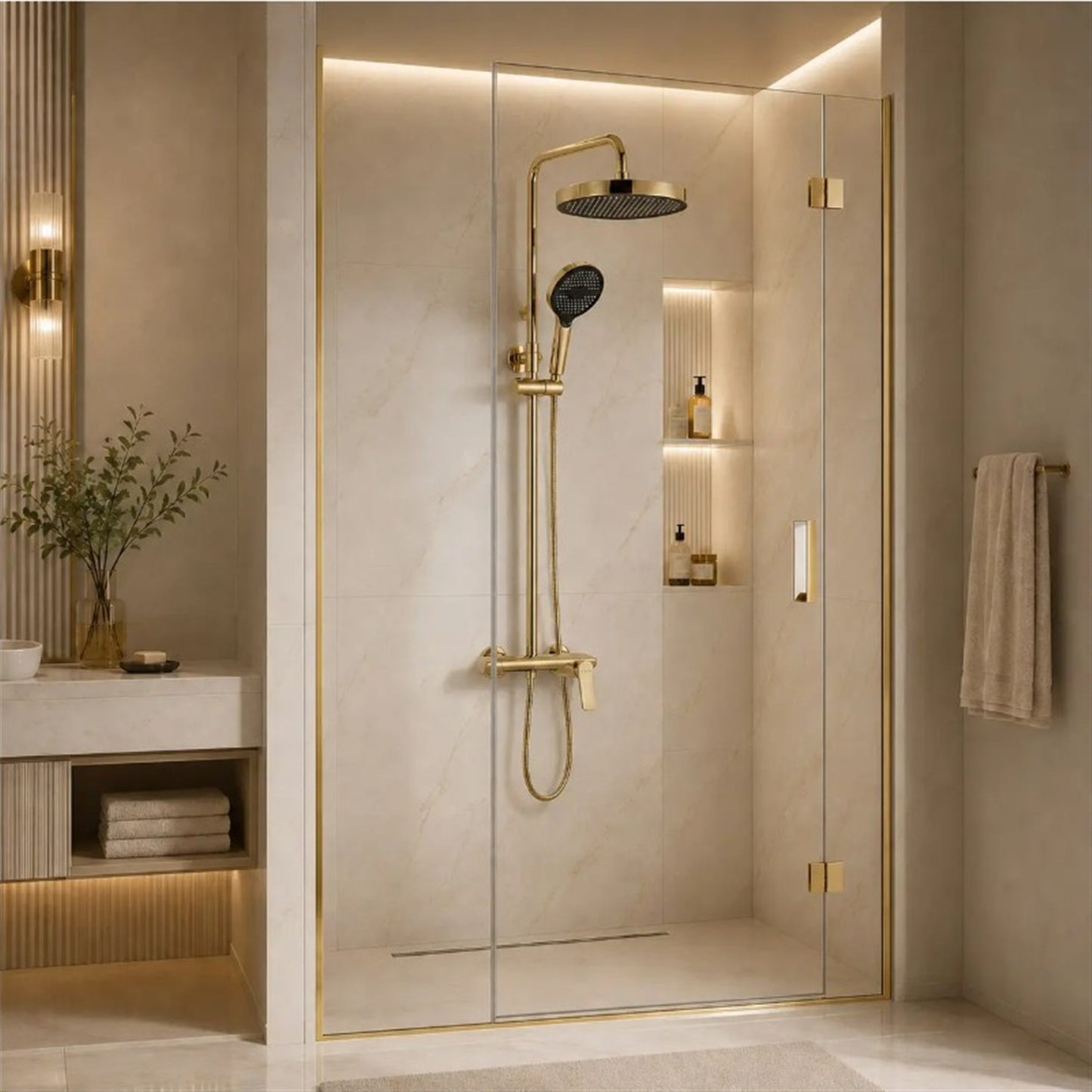 Duschgarnitur Vision – Gold mit Regendusche
