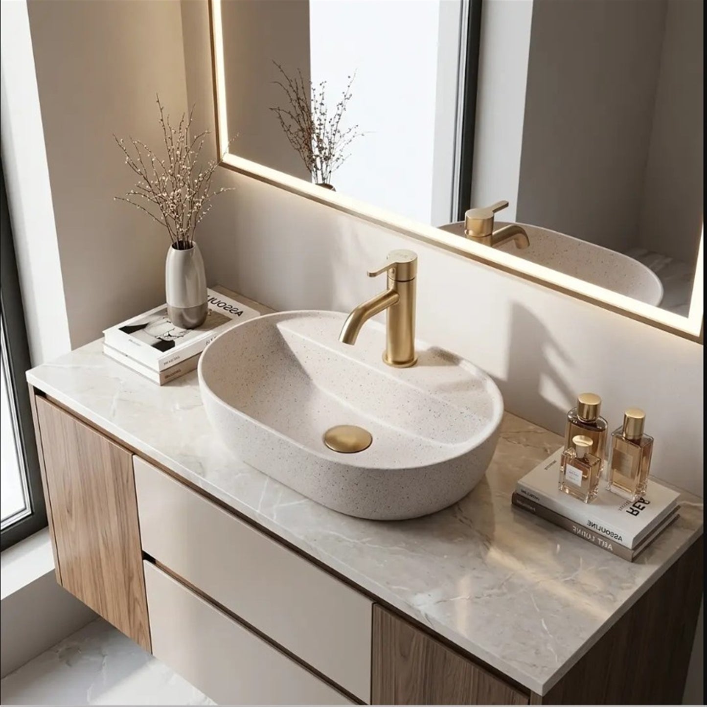 Aufsatzwaschbecken Aura 42 Sandy 42 × 30 cm – Beige