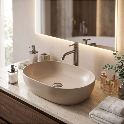 Aufsatzwaschbecken Lisa – Mocca Matt 49 × 35 cm