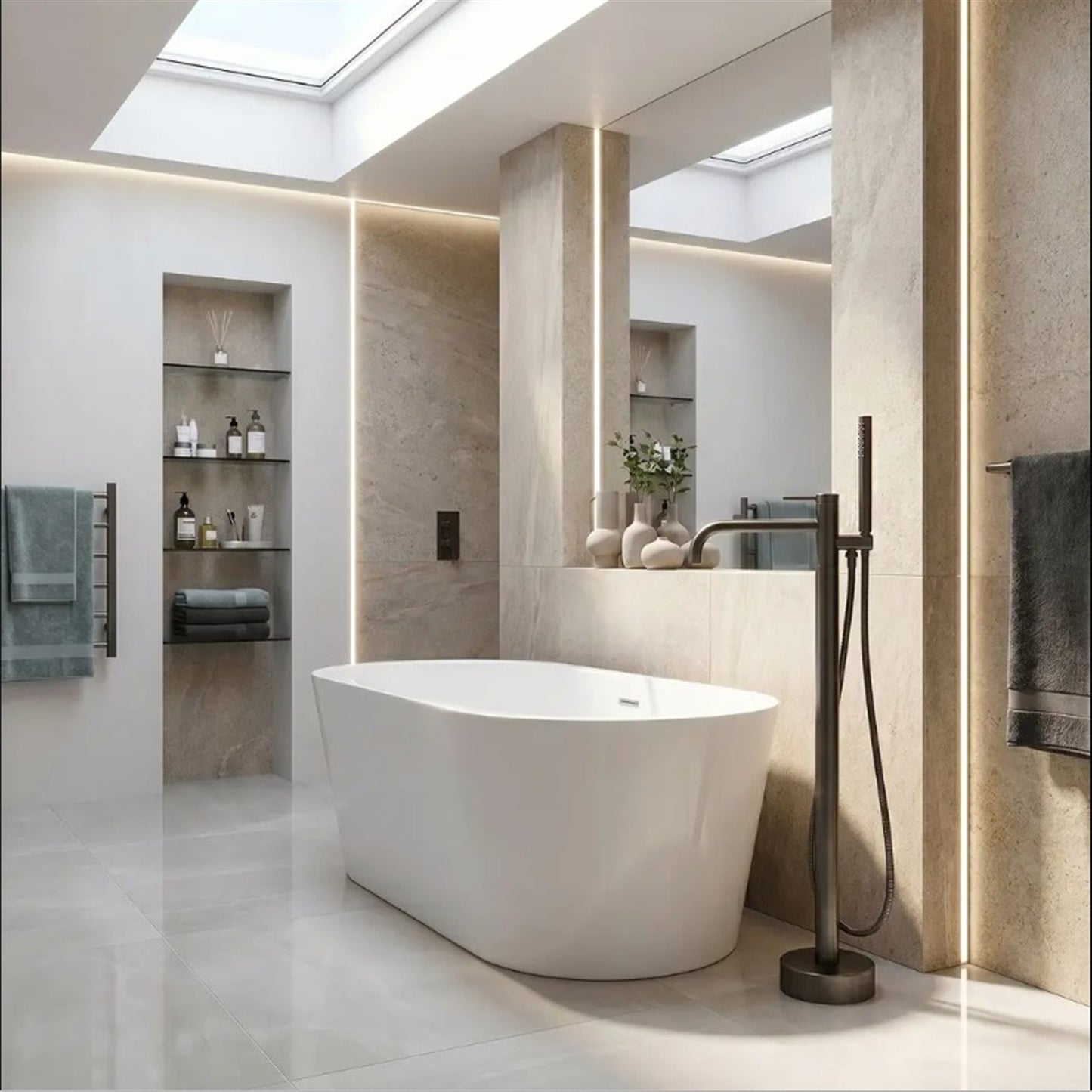 Badewannenarmatur Clif Titan freistehend mit Handbrause