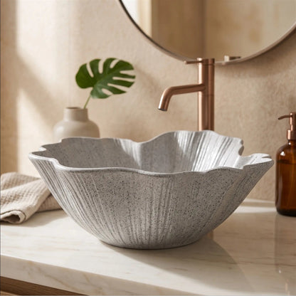 Aufsatzwaschbecken Flower – Grau 47,5 × 40 cm