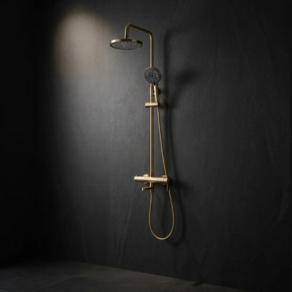 Duschsystem Arcos mit Wannenauslauf – Gold Matt