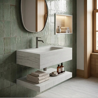 Wandwaschbecken Apollo Muralto Roma 70 mit Ablage 70 × 50 cm – Steinoptik