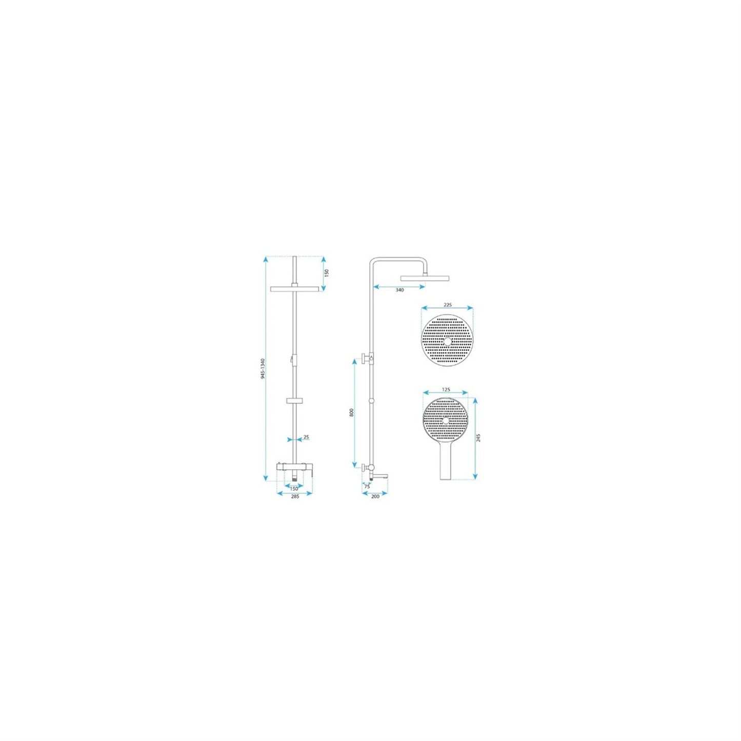 Duschsystem Arcos mit Wannenauslauf – Chrom Matt