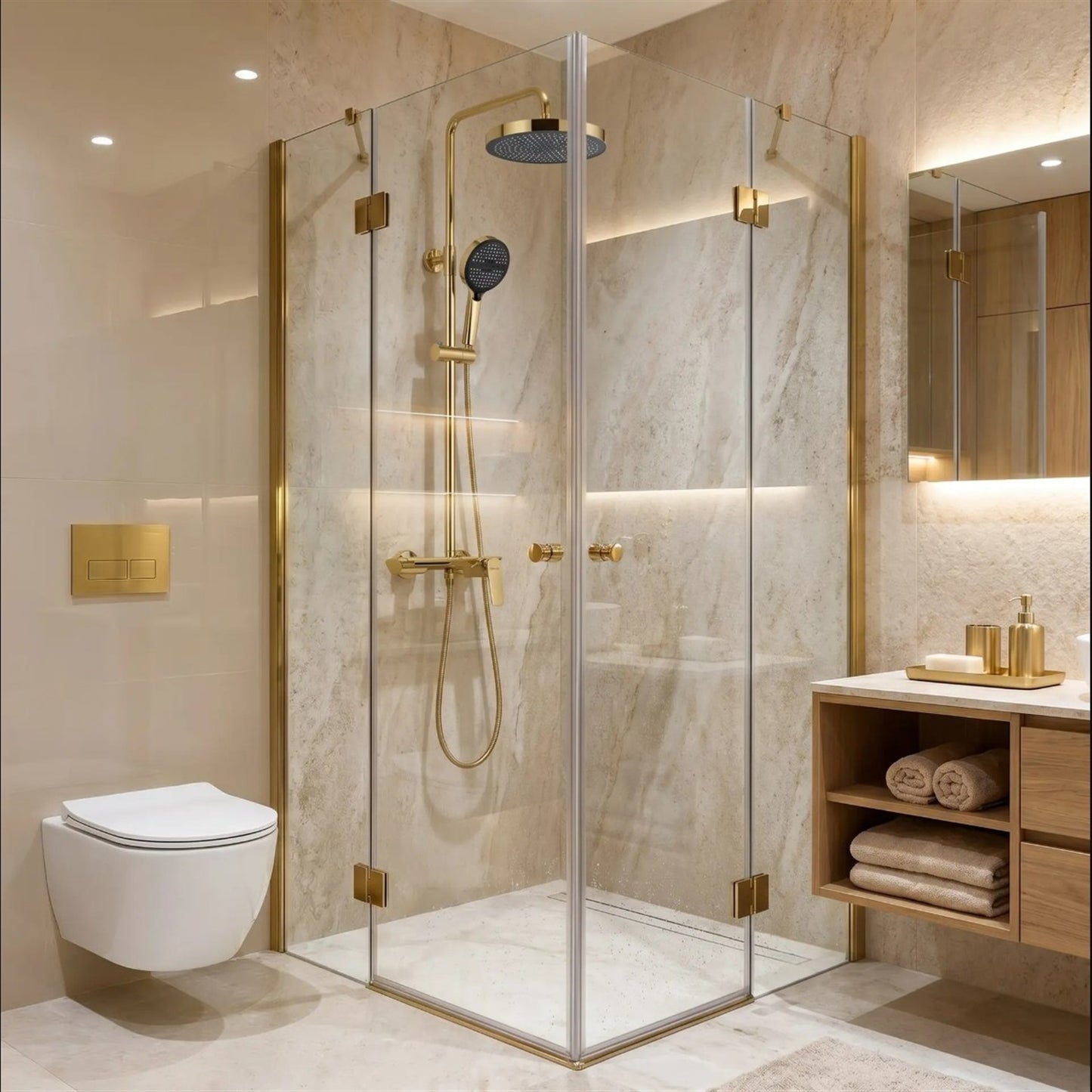 Duschgarnitur Vision – Gold mit Regendusche