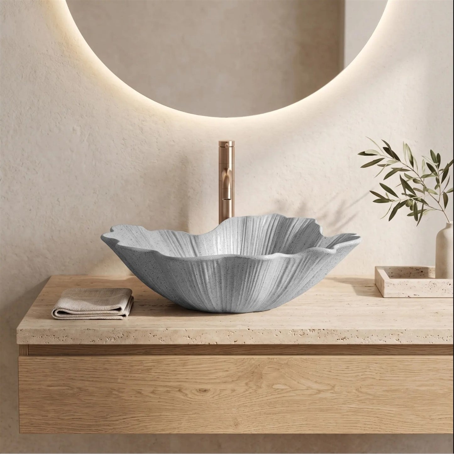 Aufsatzwaschbecken Flower – Grau 47,5 × 40 cm