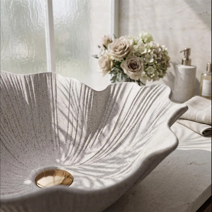 Aufsatzwaschbecken Flower – Beige 47,5 × 40 cm