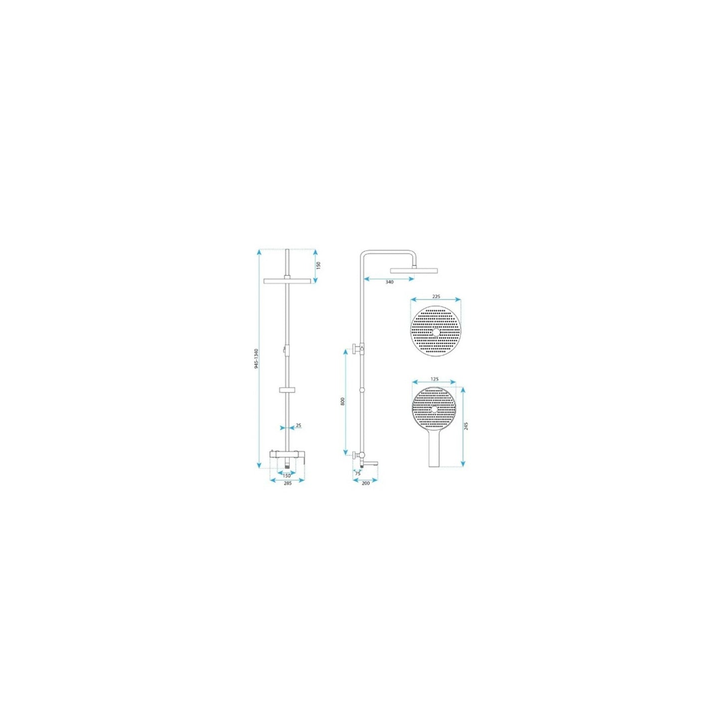 Duschsystem Arcos mit Wannenauslauf – Chrom Matt