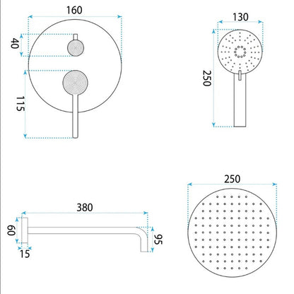 Unterputz Duschset Foster Kupfer Matt mit Regendusche und BOX