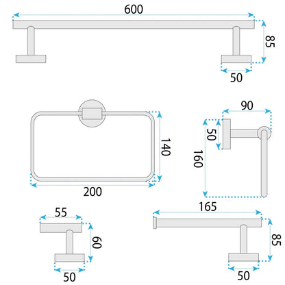 Accessoire-Set GRID Chrom Matt 4 teilig