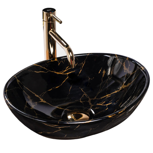 Aufsatzwaschbecken Sofia Black Marble 41x34,5cm