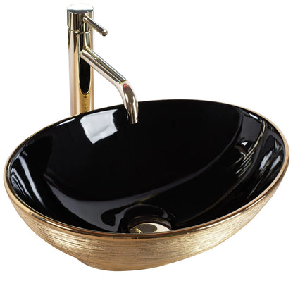 Aufsatzwaschbecken Sofia Brushed Gold Schwarz 41x34,5cm