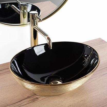 Aufsatzwaschbecken Sofia Brushed Gold Schwarz 41x34,5cm