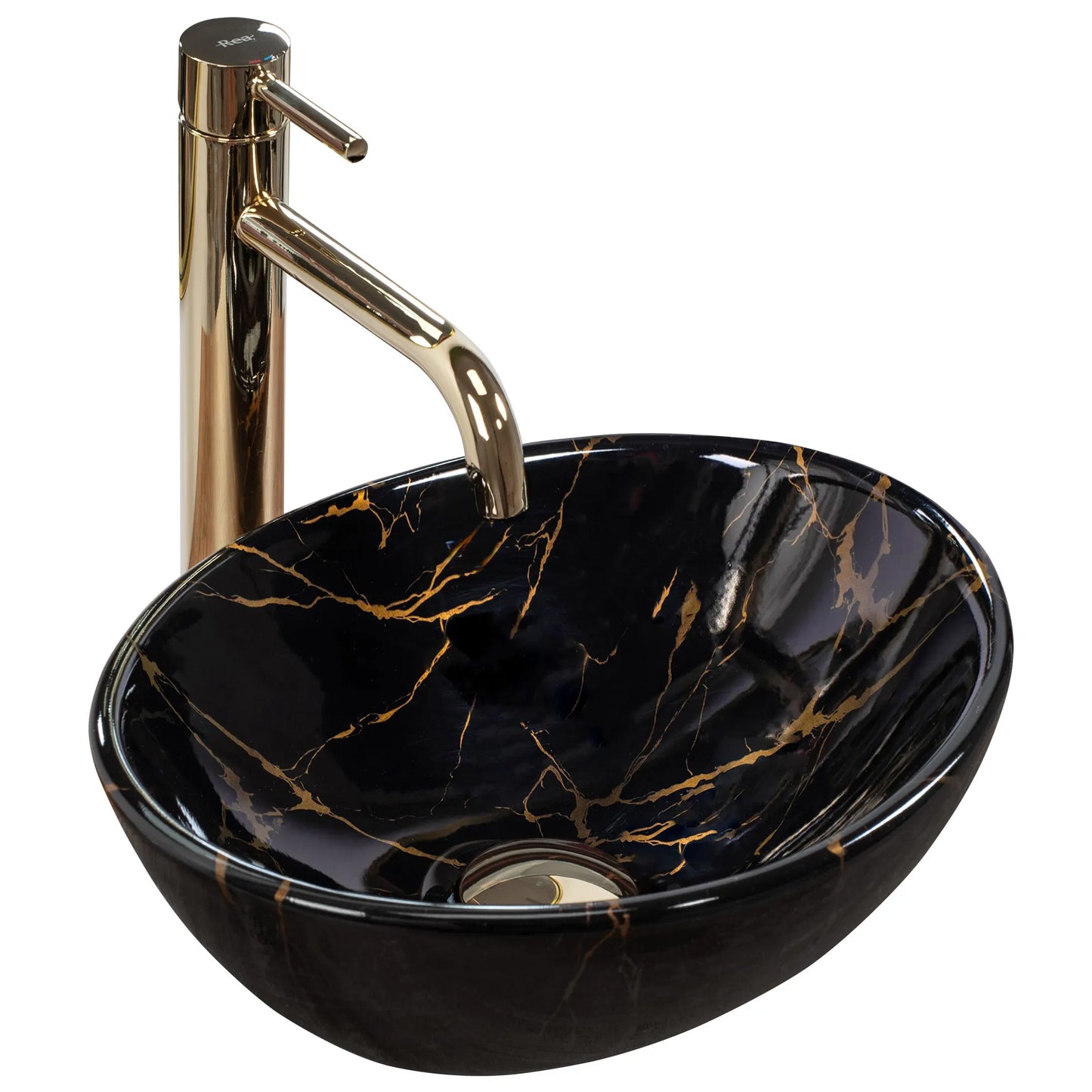 Aufsatzwaschbecken Sofia Mini Black Marble 35,5x27cm