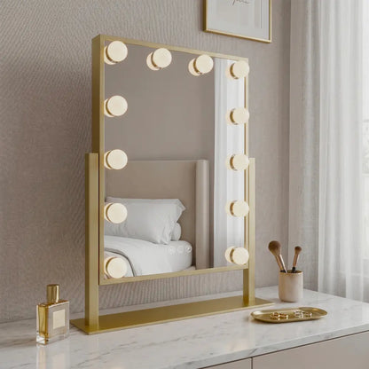 Kosmetik-Spiegel LED Hollywood 30x40cm Gold