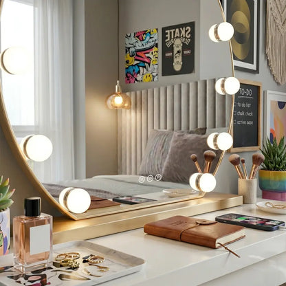Kosmetik-Spiegel LED Hollywood Ø50cm Gold