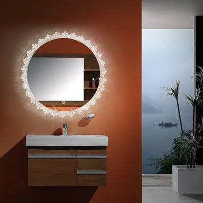 Runder LED-Spiegel mit Kristallrahmen – 60cm + 80cm