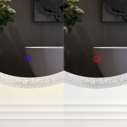 Runder LED-Spiegel mit Kristalahmen – 60cm