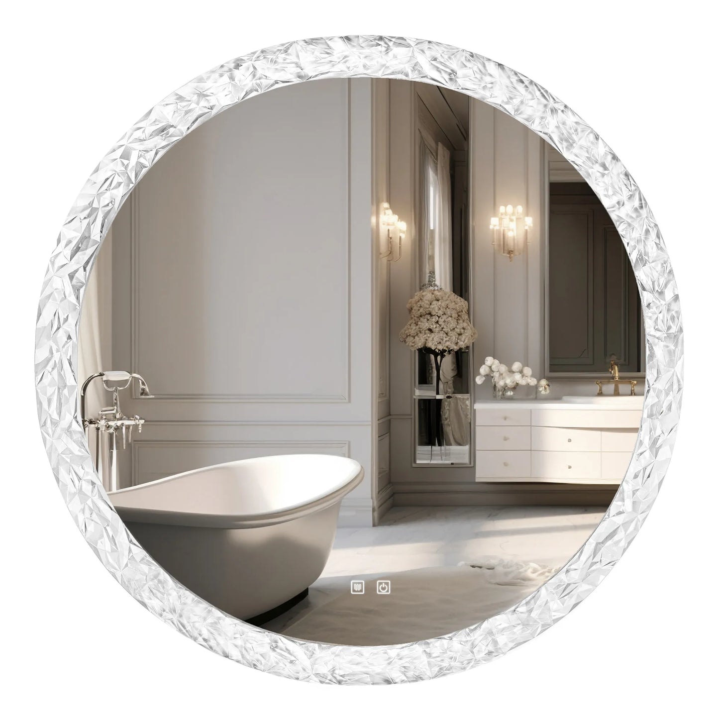 Runder LED-Spiegel mit Facettenrand – 60cm + 80cm