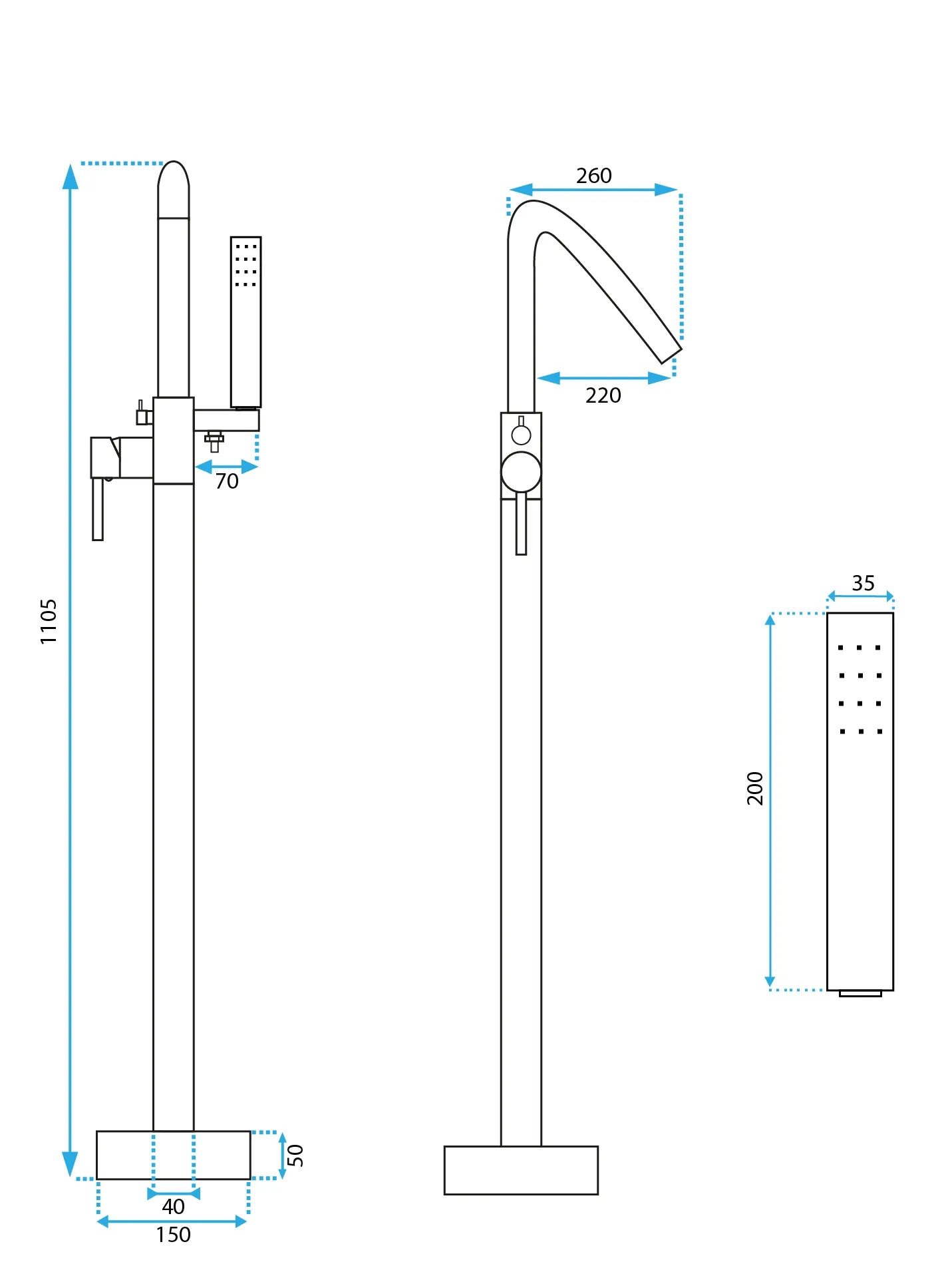 Badewannenarmatur Aras Black (Standarmatur)