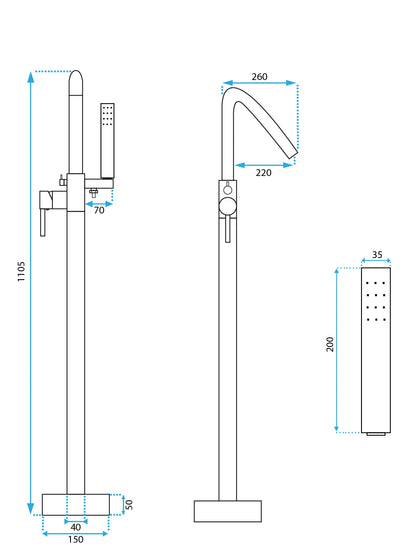Badewannenarmatur Aras Black (Standarmatur)