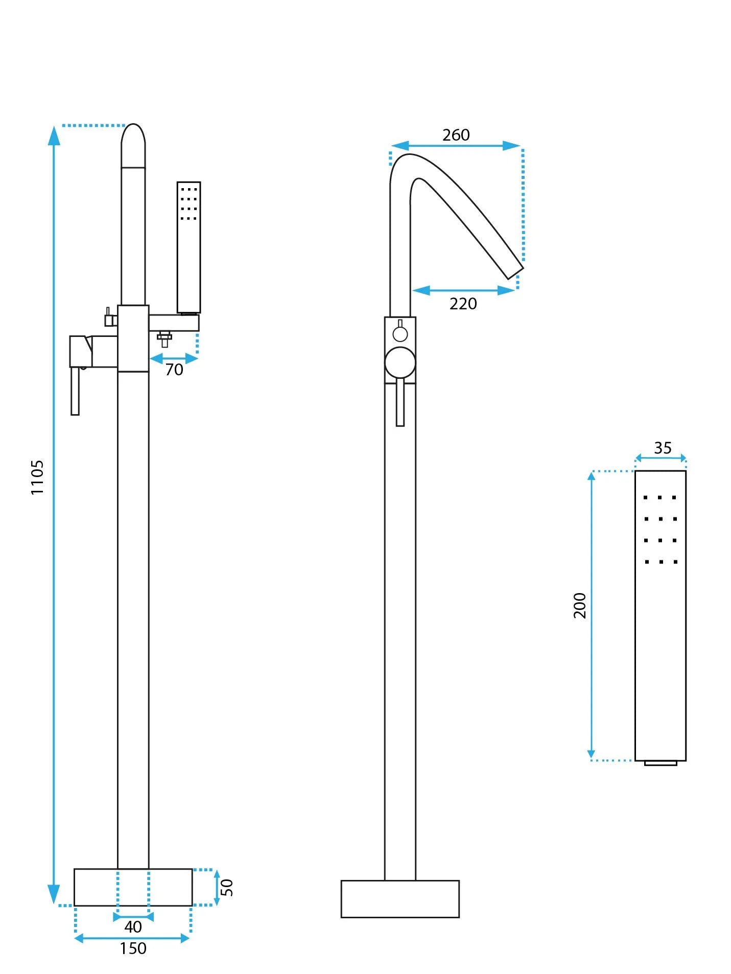 Badewannenarmatur Aras Gold Matt (Standarmatur)