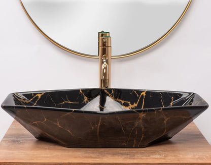 Aufsatzwaschbecken Vegas Black Marble 57x37cm