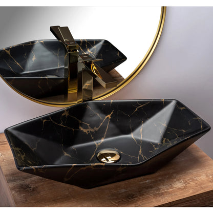 Aufsatzwaschbecken Vegas Black Marble Matt 57x37cm