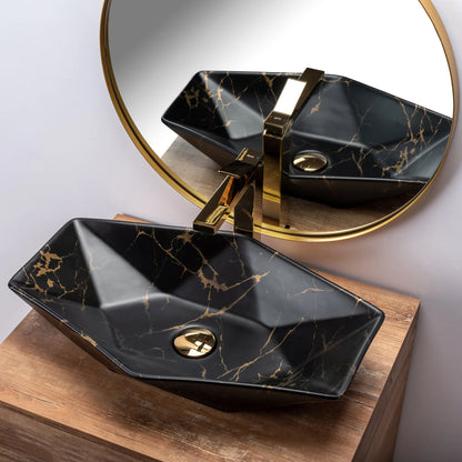 Aufsatzwaschbecken Vegas Black Marble Matt 57x37cm