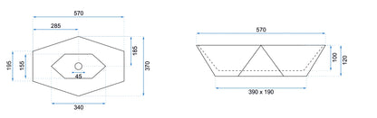 Aufsatzwaschbecken Vegas White 57x37cm