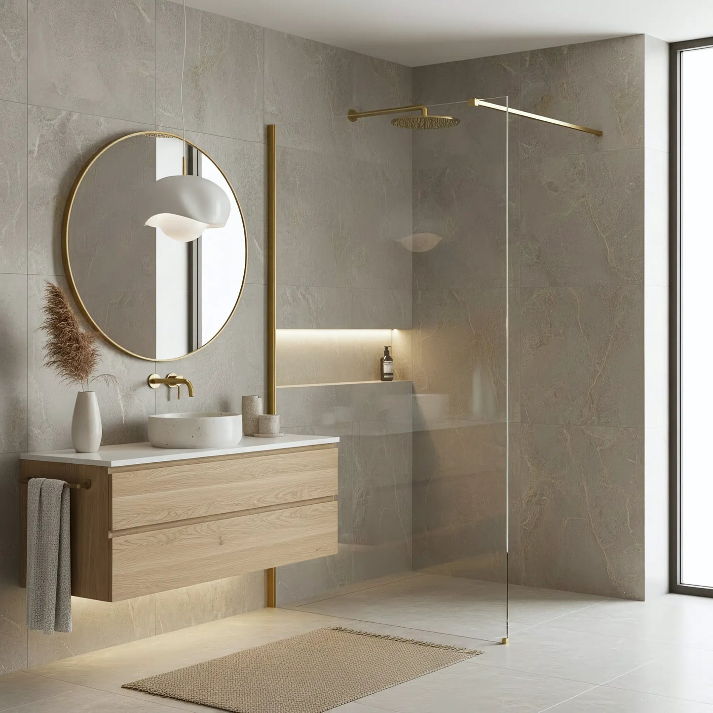 Walk In Duschwand Flexi Gold Matt 70-140cm