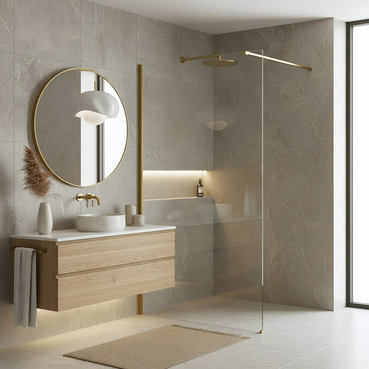 Walk In Duschwand Flexi Gold Matt 70-140cm