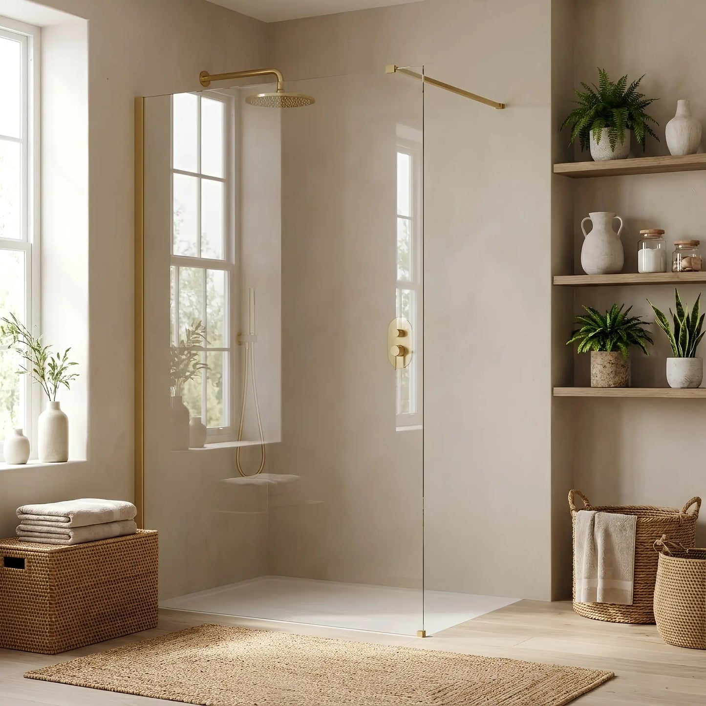 Walk In Duschwand Flexi Gold Matt 70-140cm