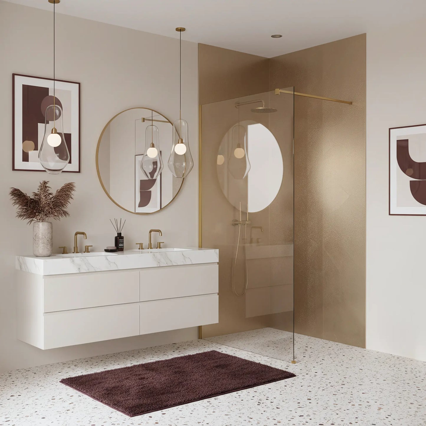 Walk In Duschwand Flexi Gold Matt 70-140cm